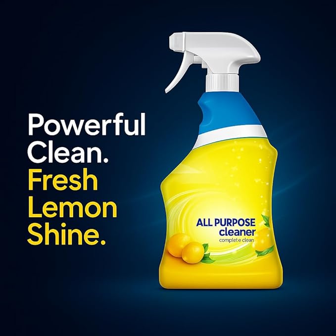 Multi-Surface Cleaning Solution 32 oz – All-Purpose Household Cleaner for Kitchen, Bathroom & Hard Surfaces – Lemon Scent, Clean Shine in Bottle