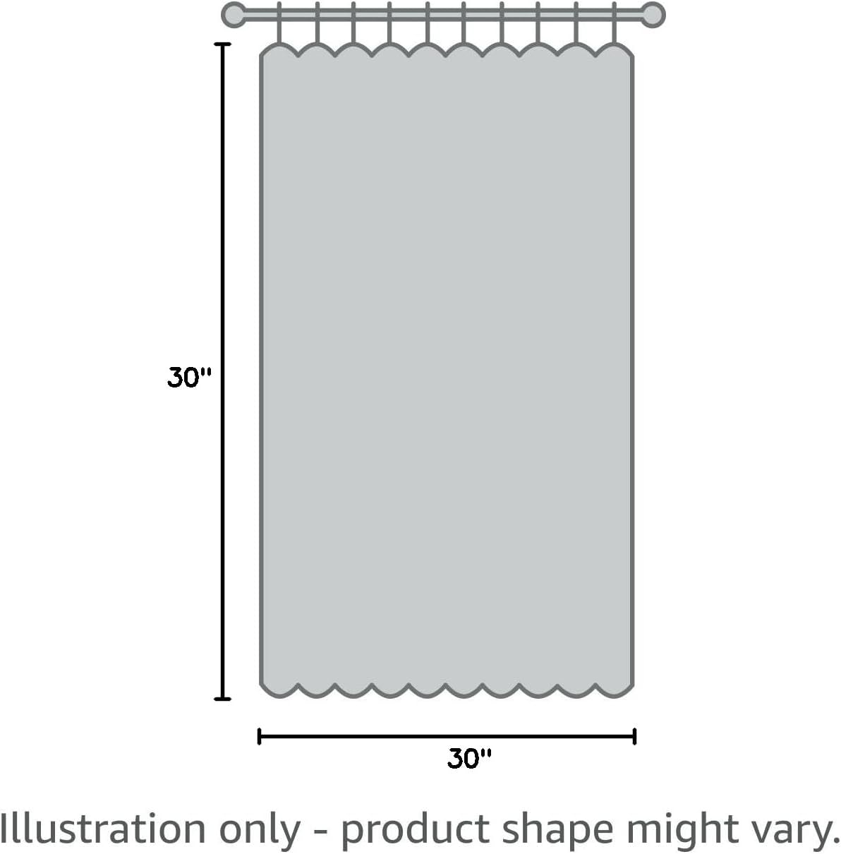 Pickluc Light Grey Cafe Curtain - 30 Inch Length, Half Window, Rod Pocket, Short Blackout, 30" Wide x 30" Long, 2 Panels