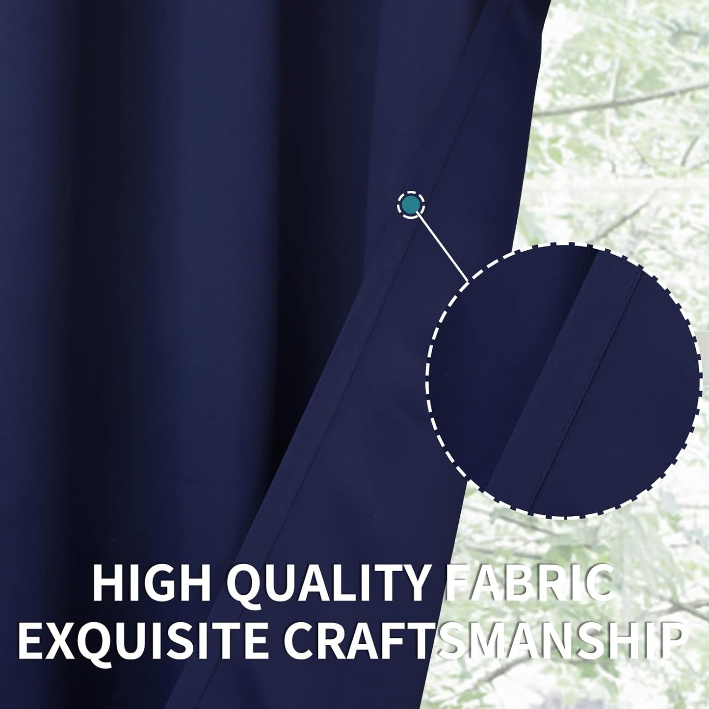 BGment Navy Blue Blackout Curtains for Short Window 34 x 45 Inch - Short Thermal Insulated Drapes with Rod Pocket Small Blinds for Kitchen Rv Camper Bathroom Window, 2 Panels