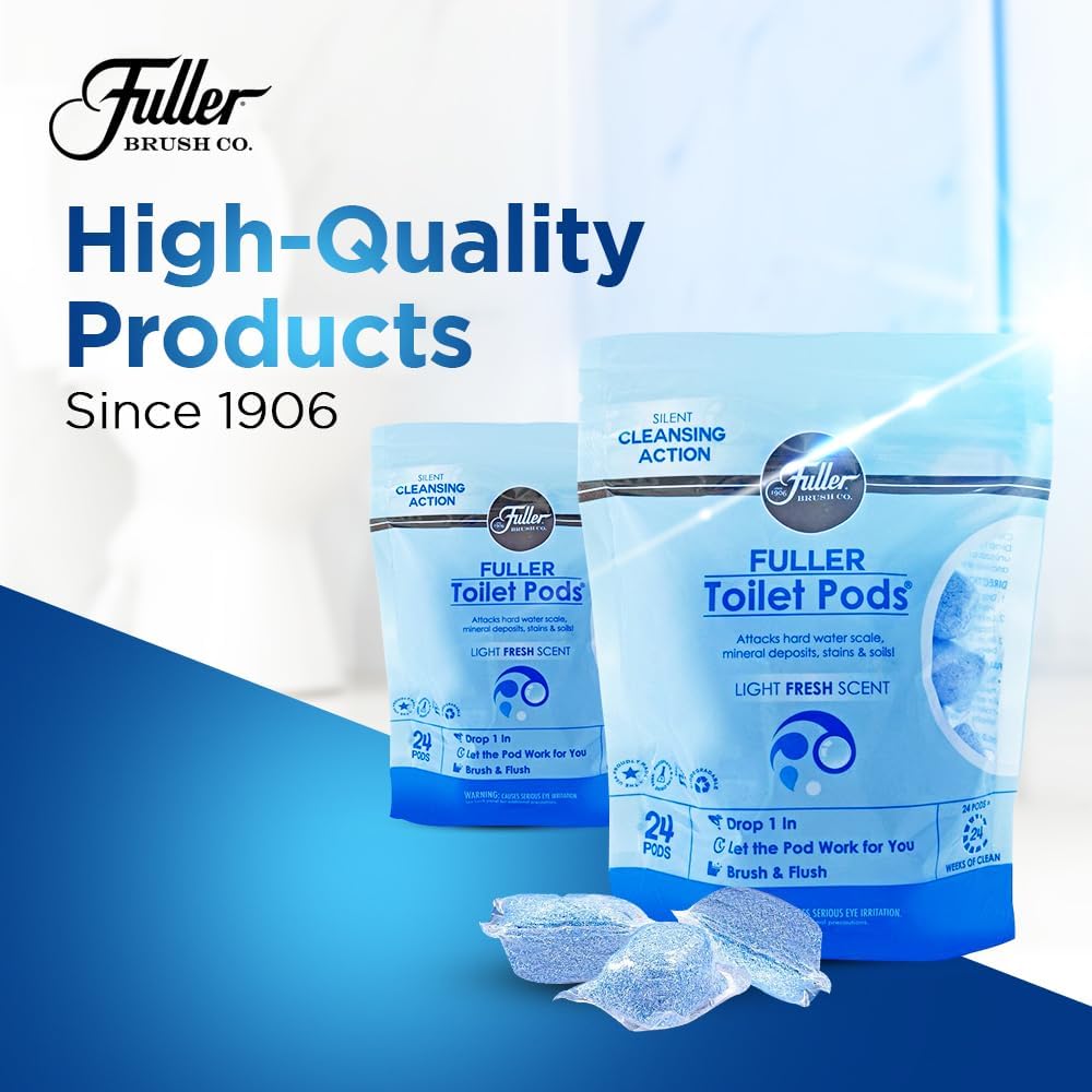 Fuller Brush Toilet Bowl Cleaner Pods - Water Soluble Tablet Cleansers, Cleans Descales & Refreshes Bathroom Toilets Removes Odors Soils & Stains Light Fresh Scent Ideal for Homes & Businesses 1-Pack