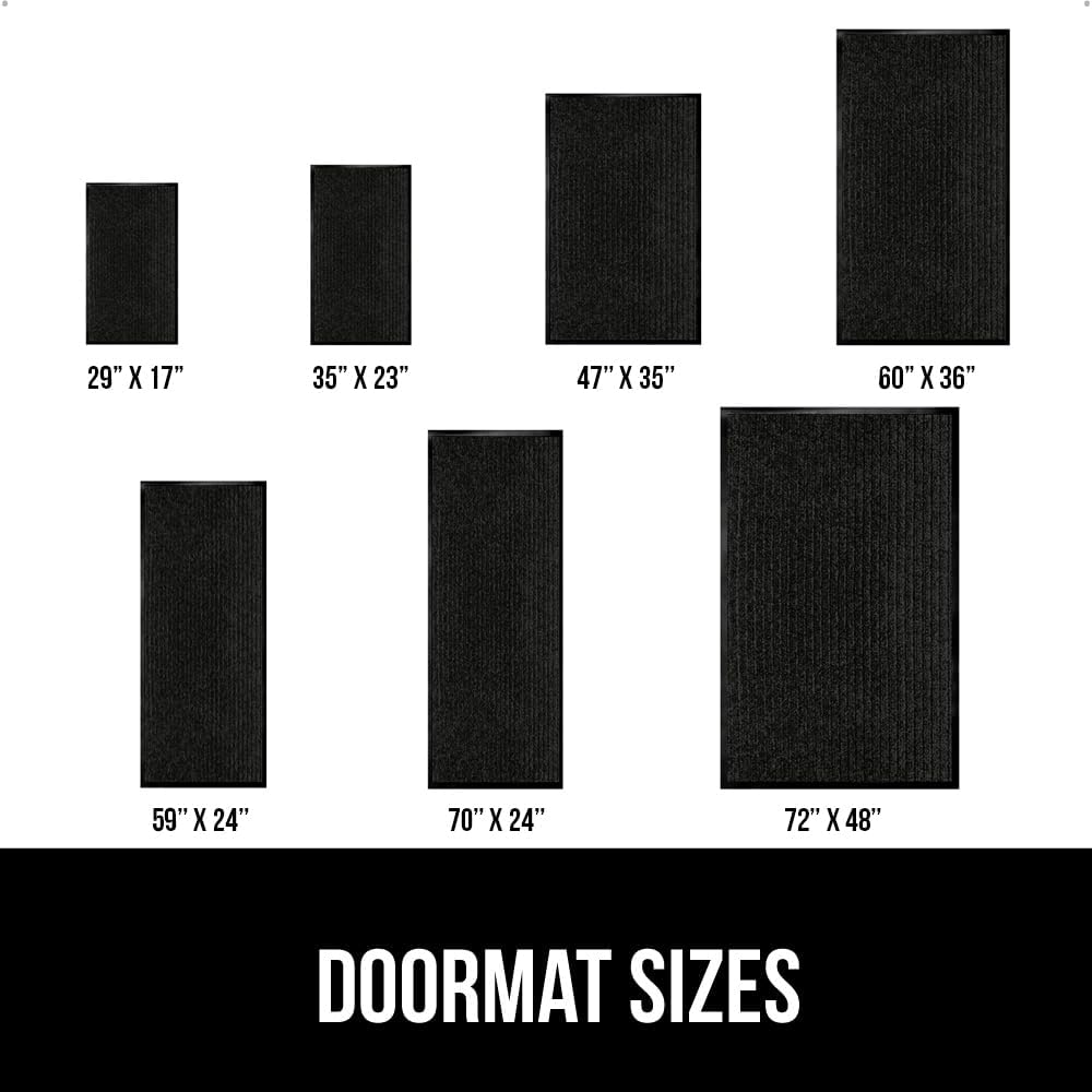 GORILLA GRIP Traffic Guard Door Mat, 70x24, Heavy Duty Welcome Mats, Commercial Office Space Doormat, Waterproof, Fade Resistant, Strong Rubber Backing, Low Profile, Shoe and Boot Scraper, Jet Black