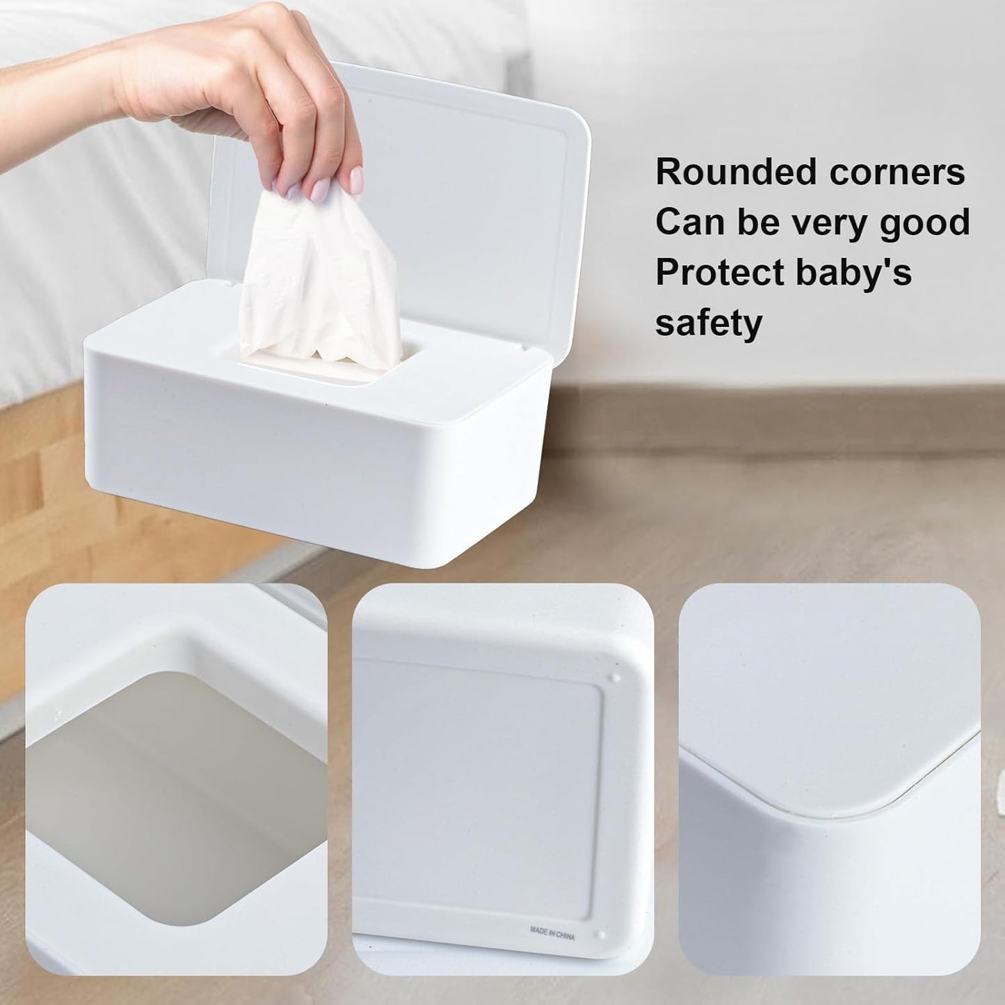 2Pcs Diaper Wipes Dispenser, Refillable Wipe Container, Wipe Container with Sealing Design Lid, Keep Wipes Fresh,Wet Wipes Cases (White/Black)