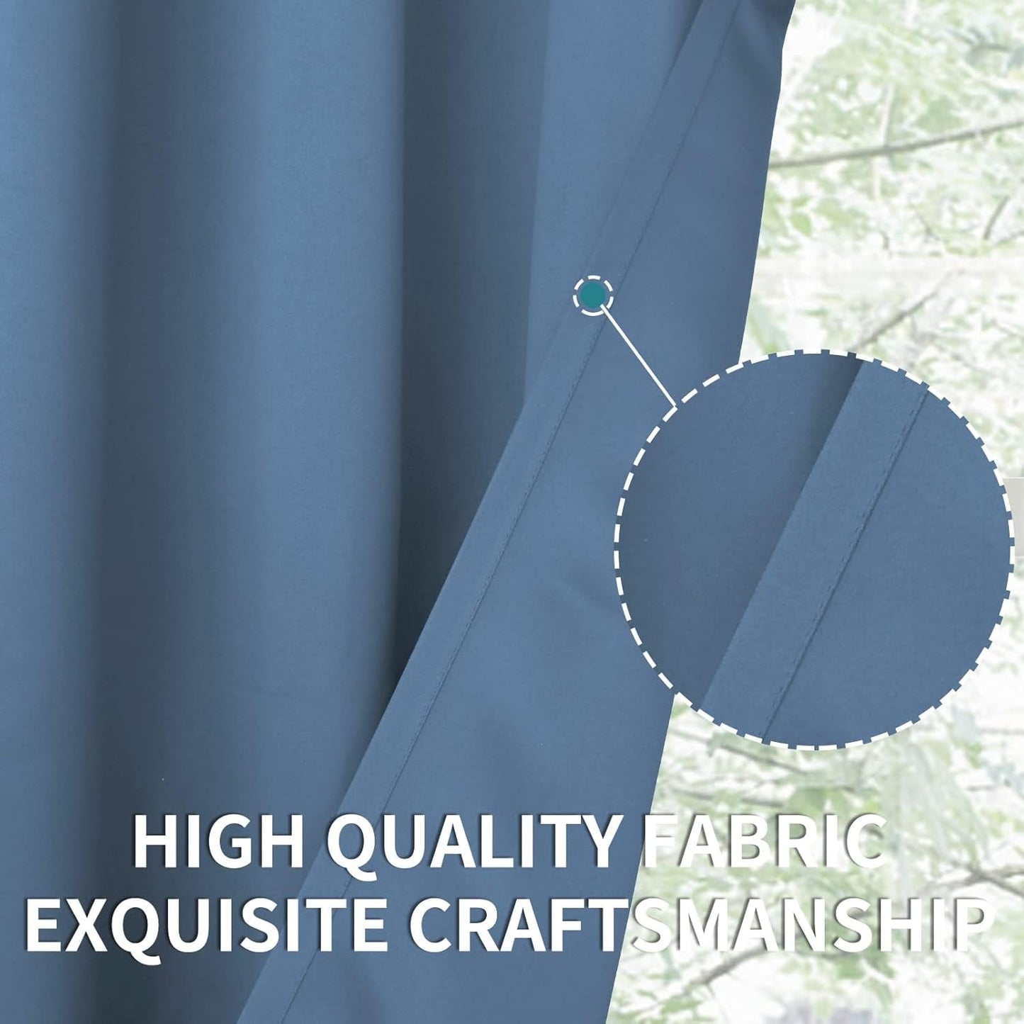 BGment Denim Blue Blackout Curtains for Kitchen Bathroom Window 34 x 40 Inch Long - Half Window Drapes with Rod Pocket Thermal Insulated Privacy for RV Cafe Bedroom, 2 Panels
