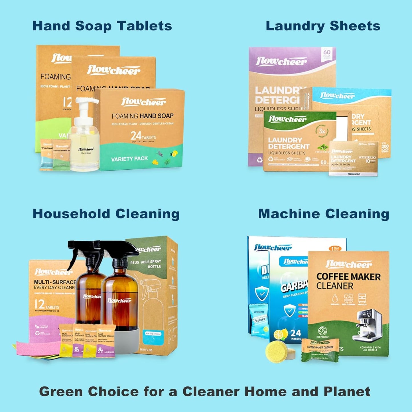 Multi Surface Cleaner Refills -All Purpose Cleaning Tablets-Makes 192 fl oz(12 x 16 Fl oz) Bottles of Spray Cleaner for Household&Kitchen Cleaning-Lavender Scent(Not Included Bottles)