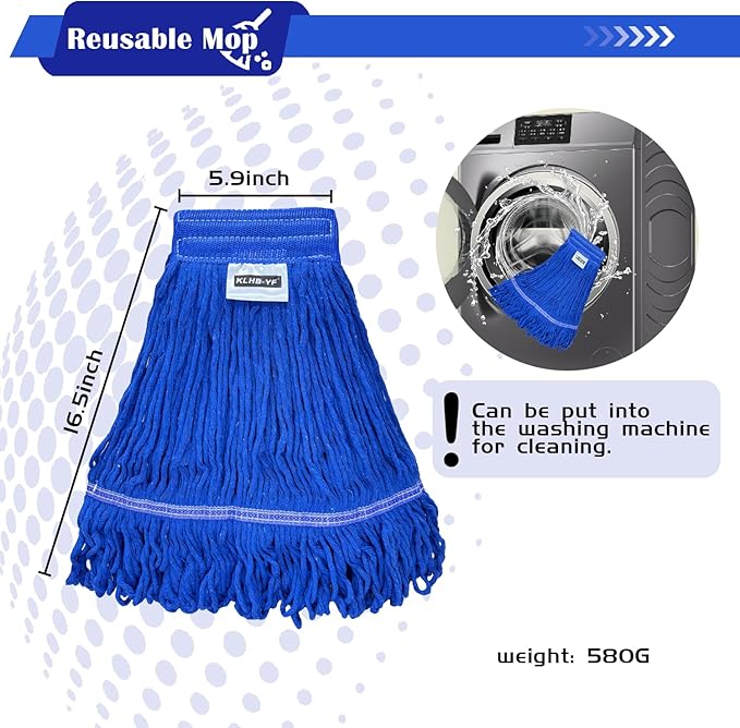 4 Pack Heavy Duty Commercial Mop Head Replacement,Commercial String Mop Head,Loop-End Mop Head Replacement,Cotton Washable Industrial Mop Head,Wet Cleaning Mop Head for Home,Industrial and Commercial
