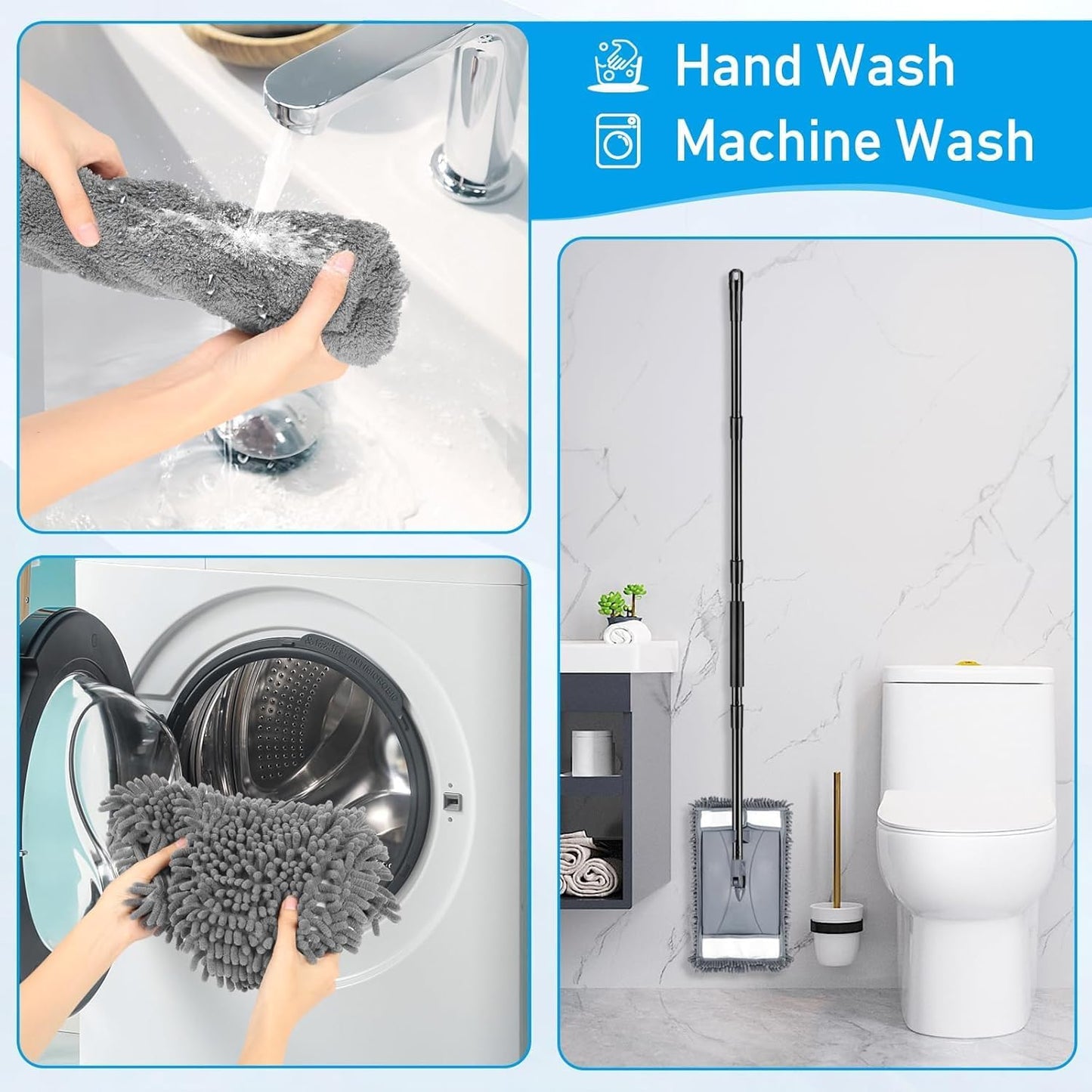 Wall Cleaner Mop Replacement Head, 2 Pack Chenille Reusable Dust Mop Pads for Wall Washer Floor Cleaning, Fit ASIN B0DG4LV7SJ
