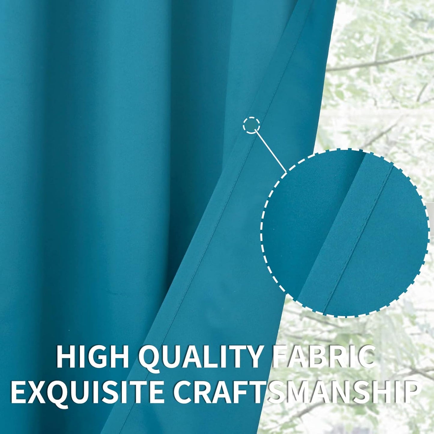 BGment Peacockblue Blackout Curtains 45 Inches Long for Bedroom Kitchen Window - Short Thermal Insulated Drapes Room Darkening with Rod Pocket for Cafe Bathroom, 42 x 45 Inch, 2 Panels