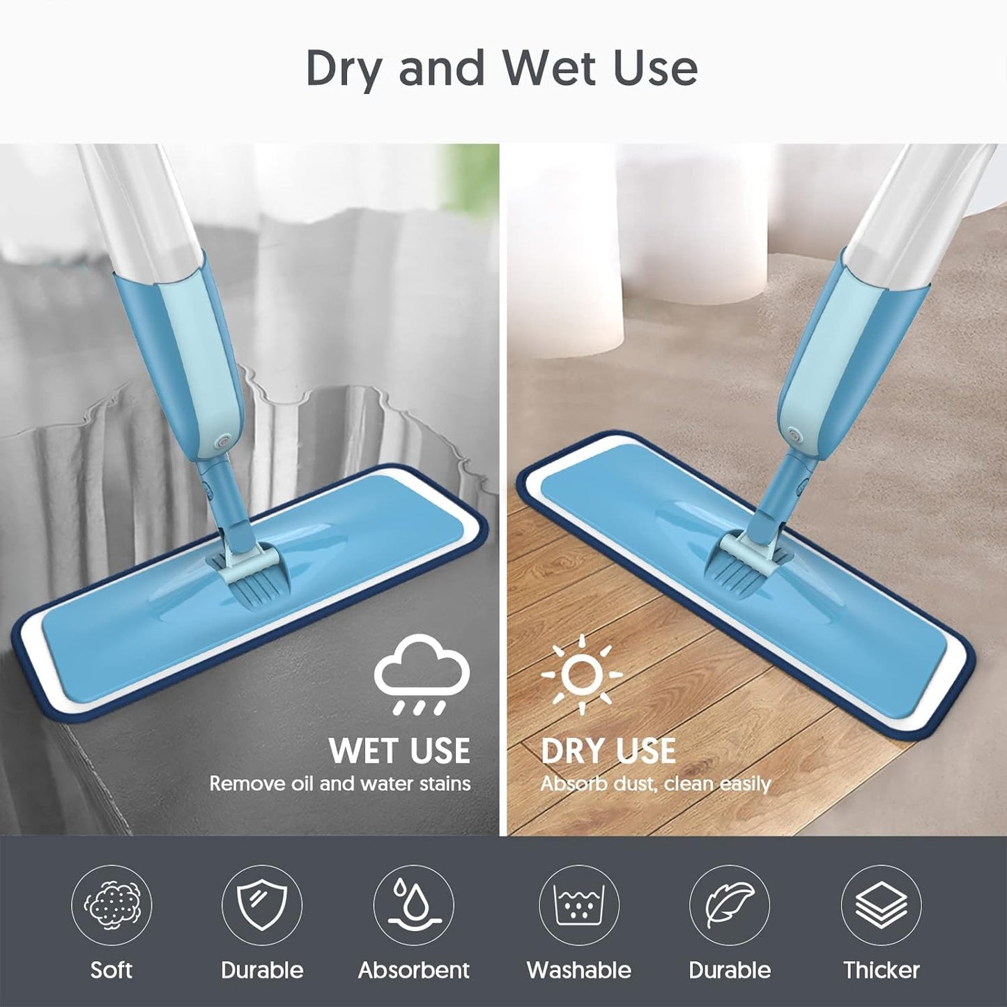 7 Count Reusable Microfiber Mop Pads for Swiffer PowerMop- MEXERRIS PowerMop Refills Hard Wood Floor Mop Pads Machine Washable, Wet Dry Dust Mop Pads Replacement for 13''-15'' Spray Wet Mops