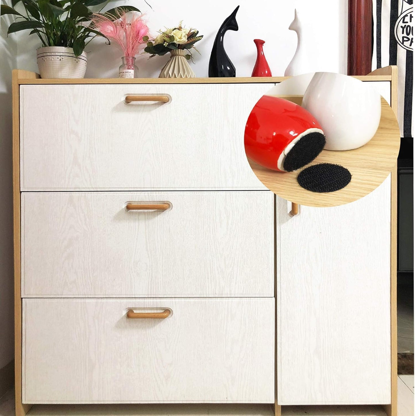 BRAVESHINE 12PCS Industrial-Strength Hook and Loop Fasteners - Double Sided Sticky Tapes - Anti Slip Rug Gripper Tapes Carpet Stickers for Home Office Use - Round Adhesive Wall Mounting Tape 1.5inch