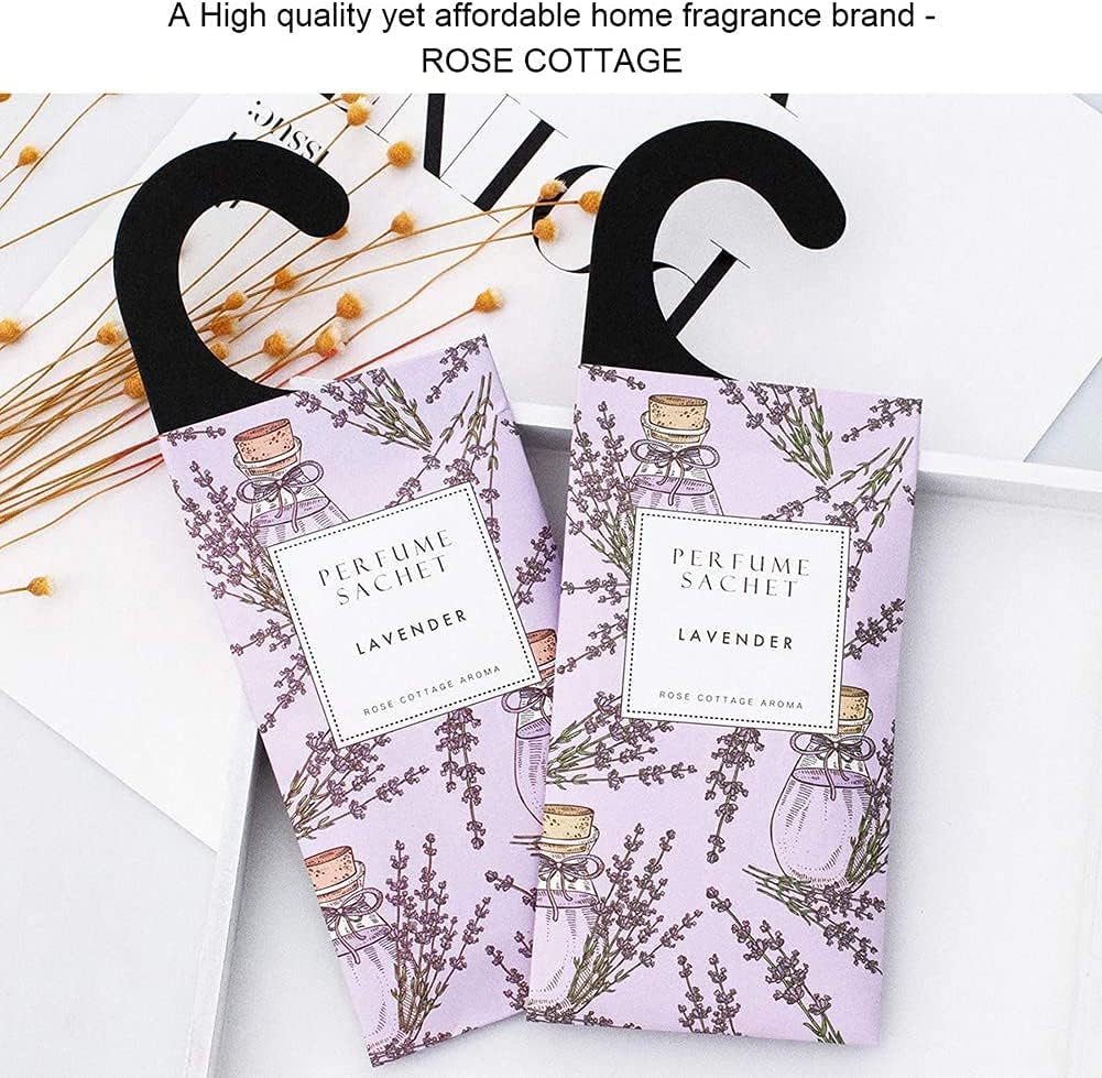 ROSE COTTAGE Large 12 Packs Lavender Hanging Closet Deodorizer Air Freshener Long Lasting Scented Sachets Smell Goods for House