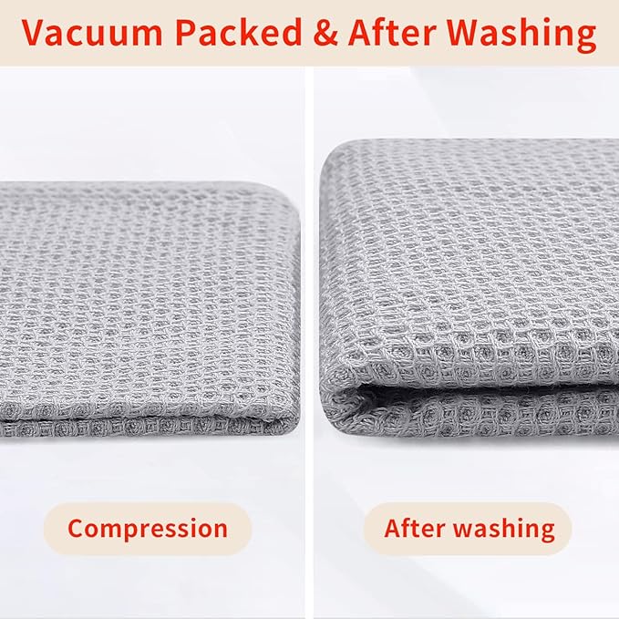 Homaxy 100% Cotton Waffle Weave Kitchen Dish Cloths, 7-Pack Ultra Soft Absorbent Dish Towels, Quick Drying Dish Rags, 12 x 12 Inches, Light Gray