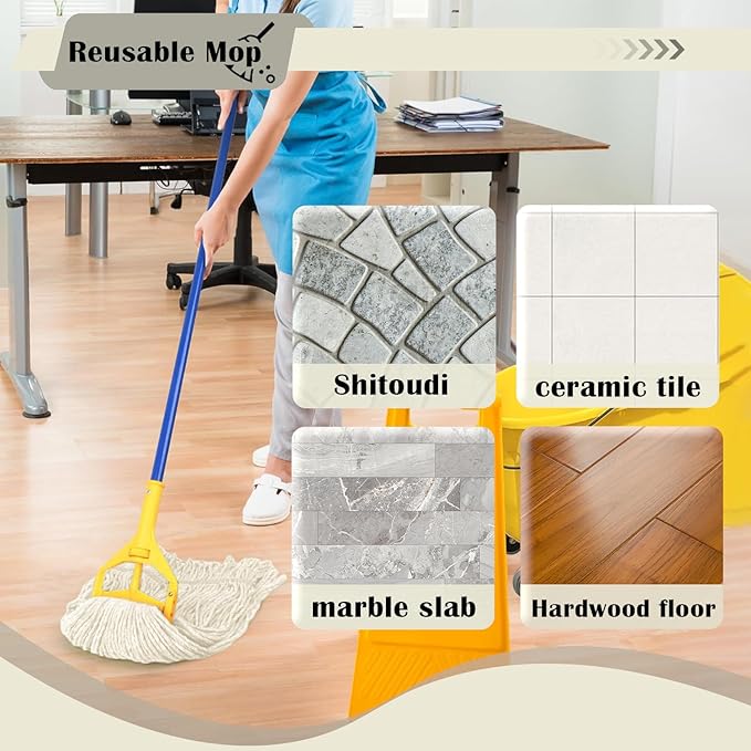 Mop Head Replacement,Commercial Mop Heads,Cotton Washable Industrial Mop Head,6 Inch Heavy Duty Mop Heads,Wet Industrial Cleaning Mop Head for Home,Industrial and Commercial Use Clean(White)