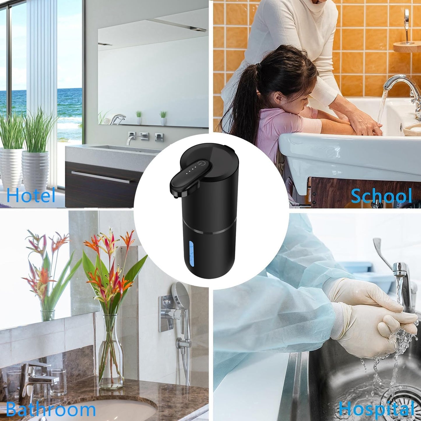 Automatic Foaming Soap Dispenser, Touchless Hand Soap Dispenser Rechargeable, Dish Foaming Liquid Dispenser Electric for Bathroom Countertop, Kitchen and Commercial 12.85 oz/380mL