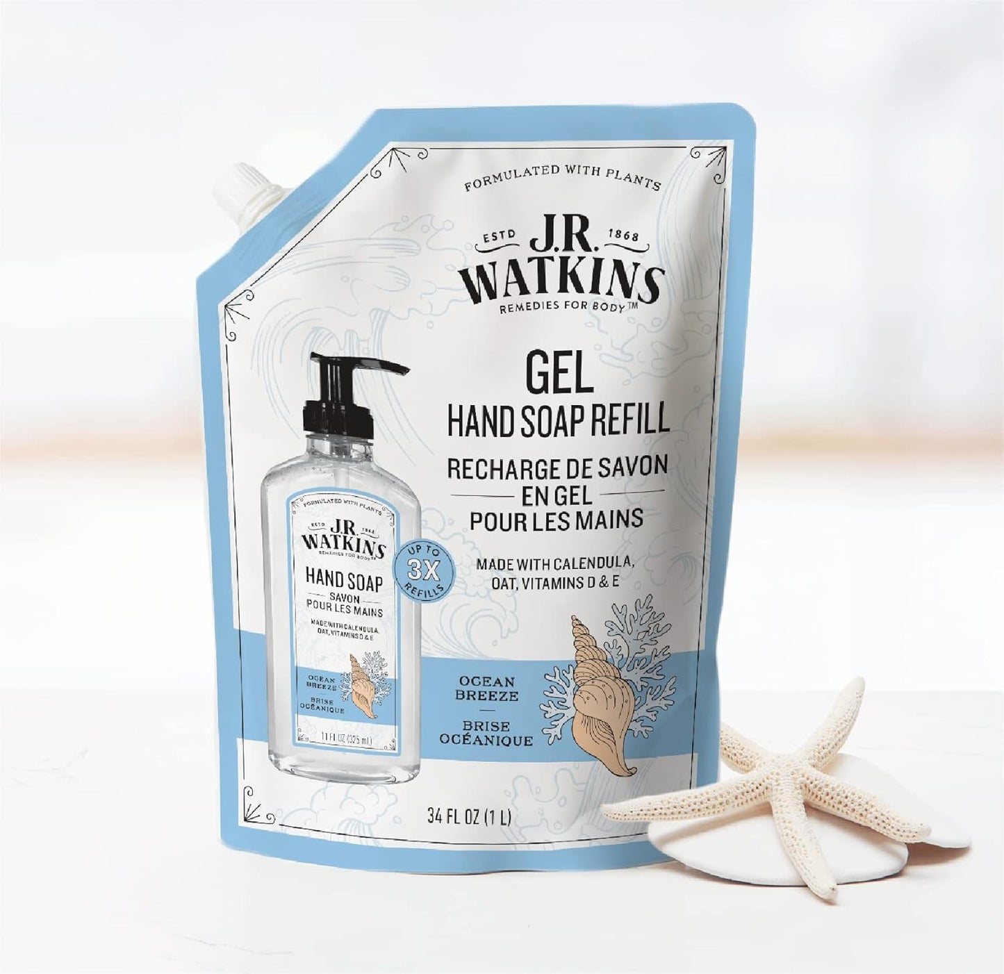 Hand Soap Gel Ocean Breeze 34floz Refill