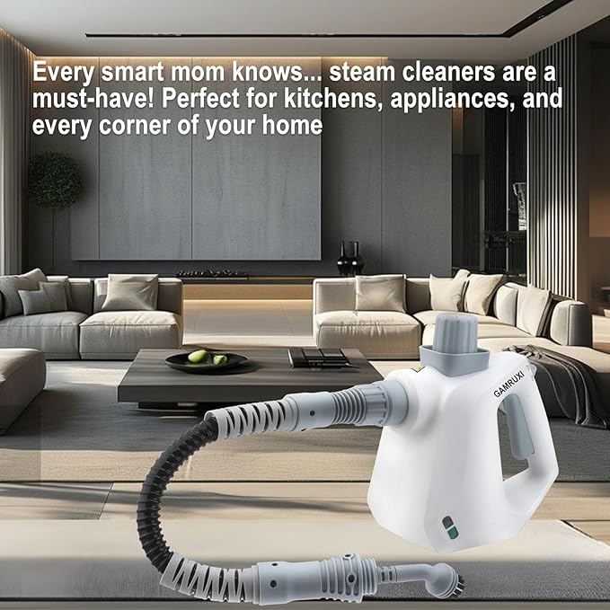 Handheld Pressurized Steam Cleaner with 11 Attachments – Portable Multi-Surface Steamer for Home, Mattress, Floors, Couch, Windows, Upholstery, Car, and Grout – Deep Cleaning & Stain Removal(White)