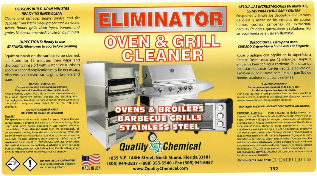 Quality Chemical Oven Cleaner & Grill Cleaner - Heavy-Duty/Fast Acting & Easy to Use/Degreaser/Heavy Duty Oven Cleaner/Best Oven Cleaner/Made in USA - 128 oz (Pack of 1)