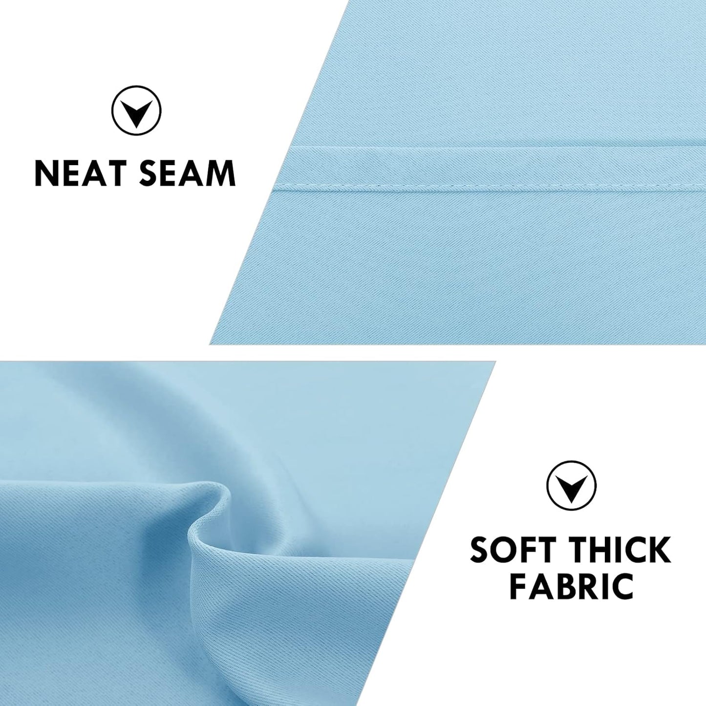 DWCN Light Blue Room Darkening Blackout Curtains - Thermal Insulated Privacy Energy Saving Window Curtain Drapes 52 x 45 inch Length, Set of 2 Bedroom Living Room Curtains