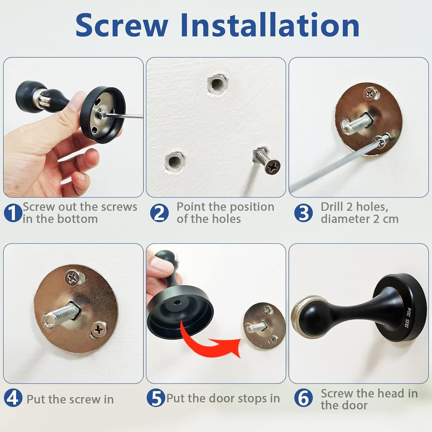 Magnetic Door Stop Stainless Steel,Door Stopper, Heavy Duty for Various Door Types, Keep Your Door Open, Wall Mount Door Holder/Catch