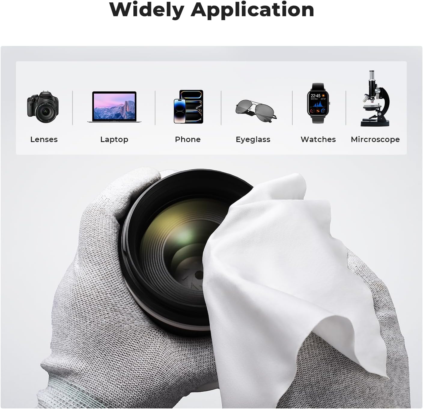 K&F CONCEPT 10 Pack Microfiber Cleaning Cloths,Washable Reusable 6x6in Vacuum Wrapped Lint Free Glasses Cloth for Glasses, Lens, Screens & More