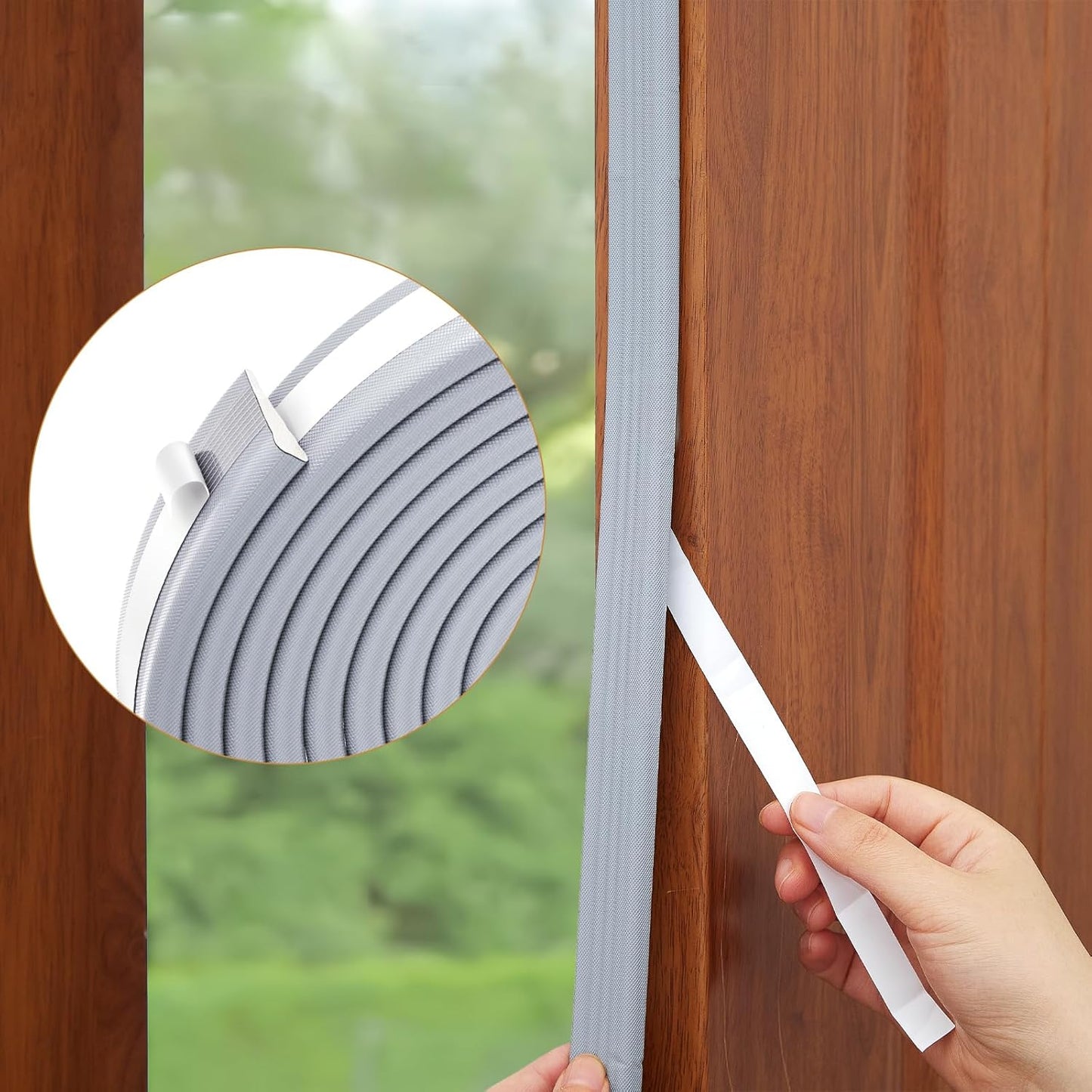 QDiShi 196" Wedge-Shape Weather Stripping Door Seal Weatherproof Foam Seals Self Adhesive Insulation Anti-Collision Strip Soundproofing Frame Insulation Tape Fits 0.13-0.31" Gaps(Grey)