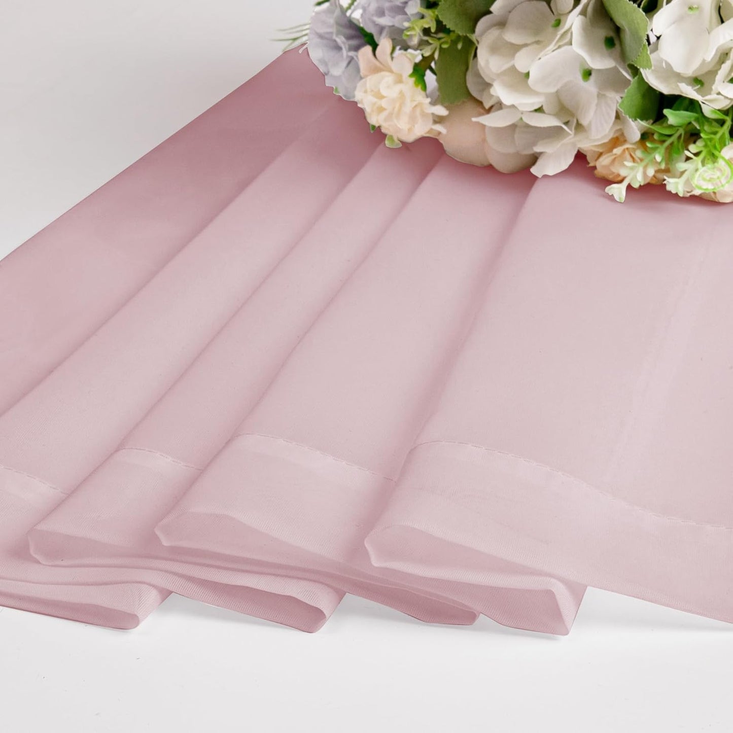 Chyhomenyc Sheer Curtains 45 Inch Long 2 Panels, Short Voile Drapes for Dinning Small Windows Bathroom Living Room Bedroom, Rod Pocket, 42Wx45L Inches, 2PCS, Blush Pink
