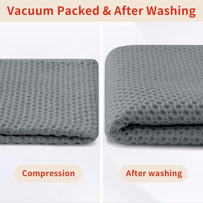 Homaxy 100% Cotton Waffle Weave Kitchen Dish Cloths, 4-Pack Ultra Soft Absorbent Dish Towels, Quick Drying Dish Rags, 12 x 12 Inches, Grey