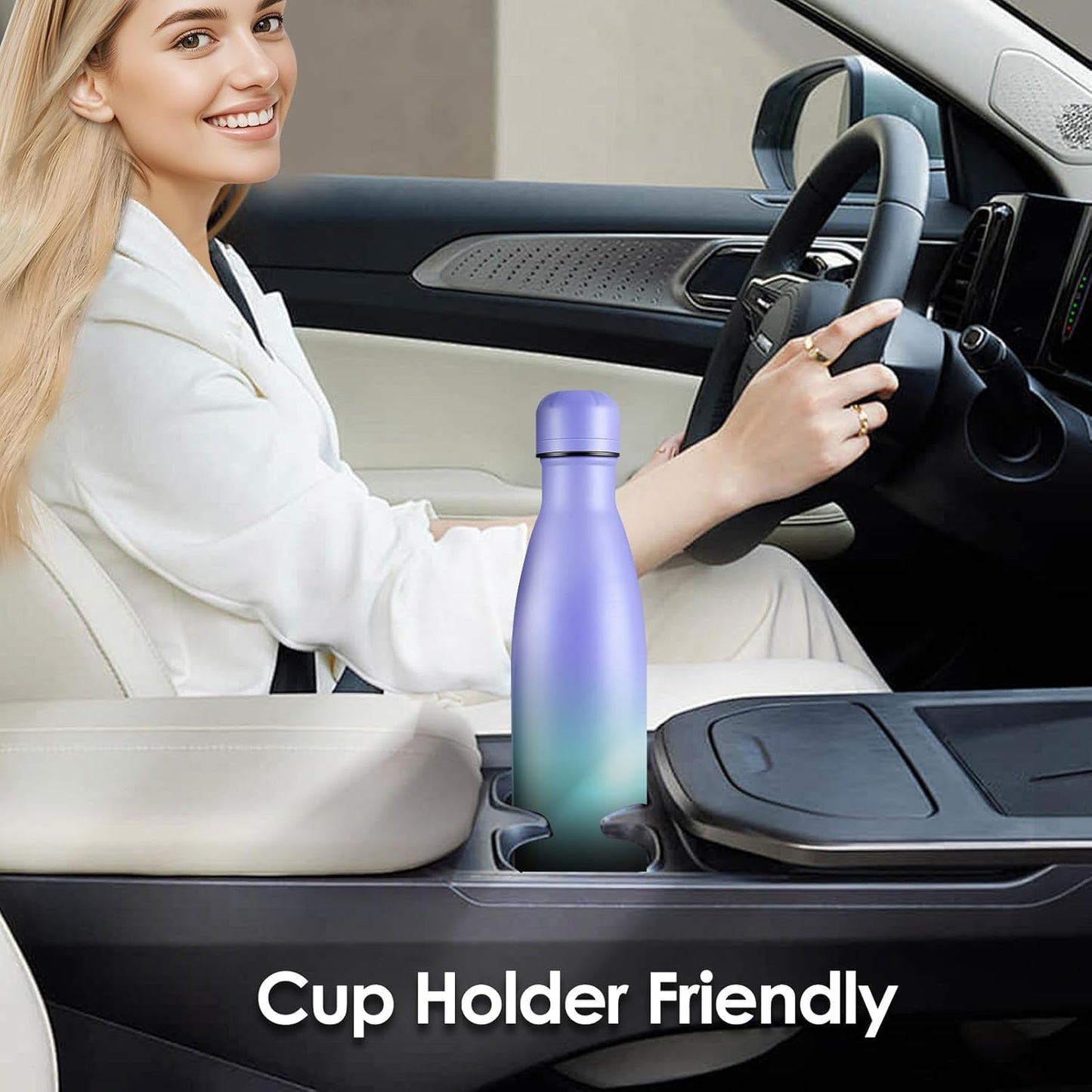 17oz Cola-Bottle Shaped Stainless Steel Leak-proof Water Bottle,Double Wall Vacuum Insulated Metal,Travel Mug For Sports Indoors & Outdoors,BPA-Free Kids Flasks,Purple Blue(4Pack)