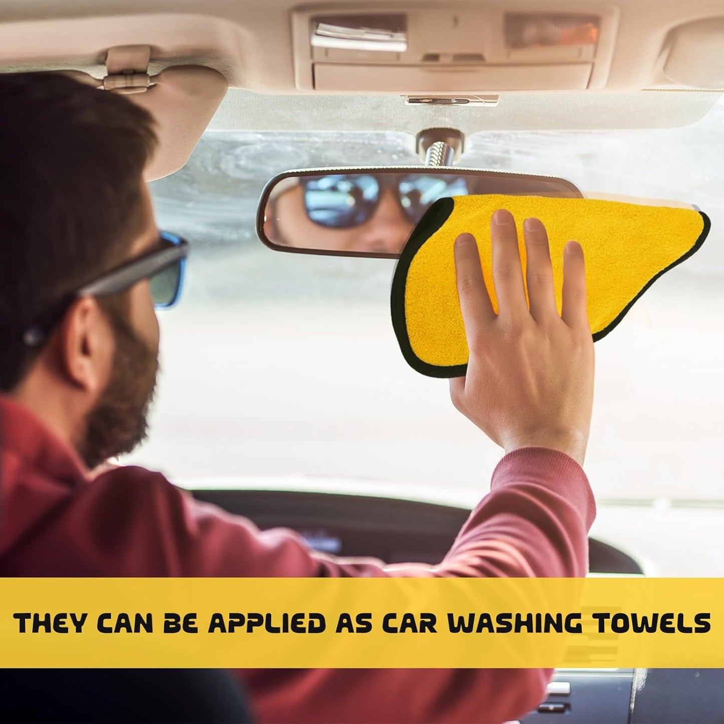 Tallew 60 Pcs Microfiber Towels 16 Inch x 16 Inch Microfiber Cloth Car Drying Towels for Cars Washing Polishing Office Windows Cleaning Household Supplies (Yellow)