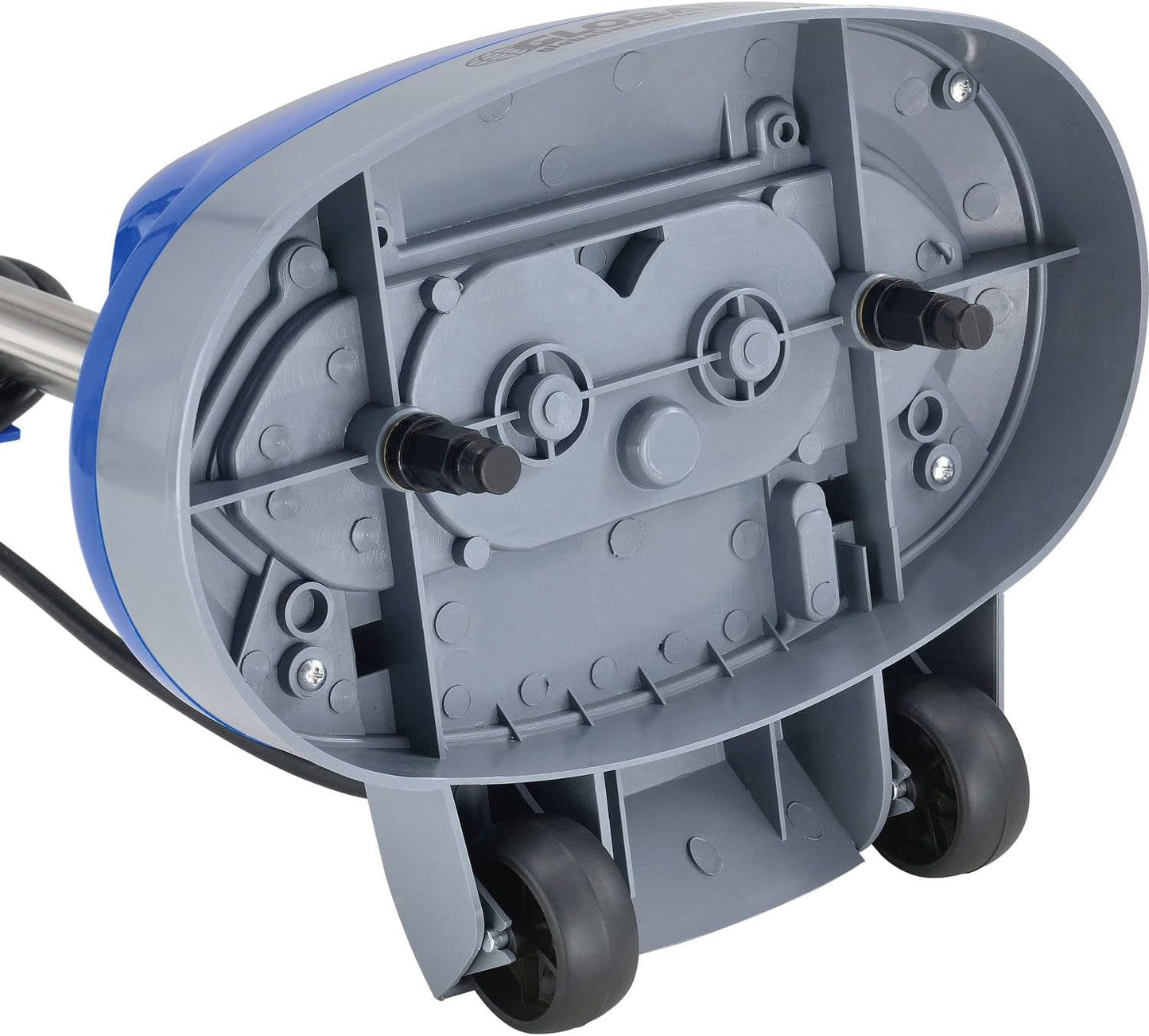 Global Industrial Mini Floor Scrubber With Floor Pads, 11" Cleaning Path, Dual Nylon Scrub Brushes, Cleans & Polishes Tile, Wood, Marble and other Hard Floors