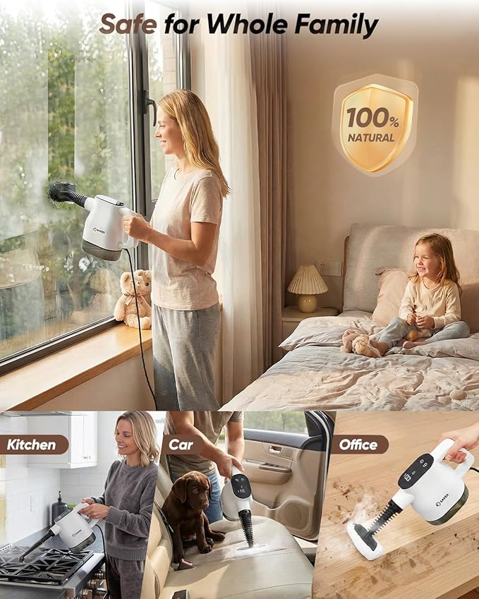 Saker EverSteam Instant-Heat Steam Cleaner for Home,15s Heat-up Handheld Steam Cleaner, Lightweight Portable Continuous Refill Steamer for Deep Cleaning of Floor, Car and Kitchen
