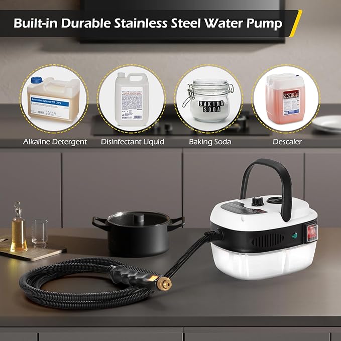 Dyna-Living Steam Cleaner 2500W Car Steamer for Auto Detailing Handheld Steamer Cleaner for Home, High Pressure Steam Cleaner with 1L Water Tank Portable Steamer for Cleaning Kitchen