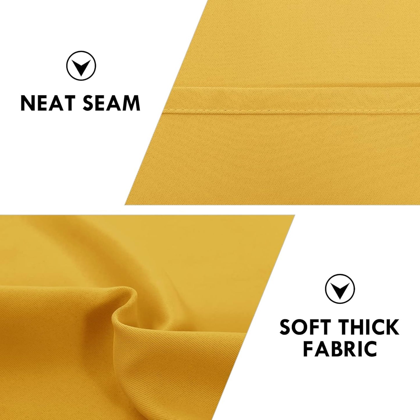 DWCN Yellow Room Darkening Blackout Curtains - Thermal Insulated Privacy Energy Saving Window Curtain Drapes 52 x 45 inch Length, Set of 2 Bedroom Living Room Curtains
