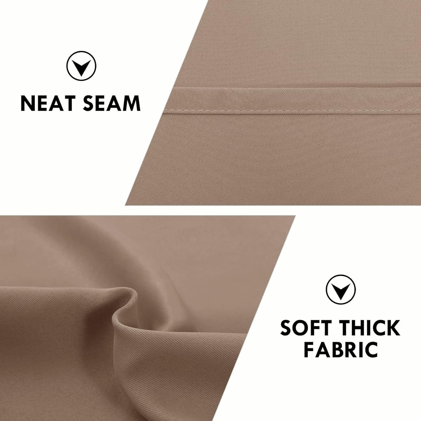 DWCN Blackout Curtains for Living Room Thermal Insulated, Energy Saving & Noise Reducing Bedroom Curtains, Khaki, W 70x L 63 Inch, Set of 2 Rod Pocket Curtain Panels