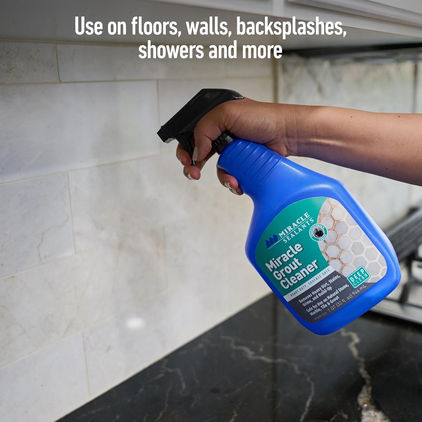Miracle Sealants Heavy Duty Miracle Grout Cleaner Spray for Natural Stone, Marble, Tile & Grout, Quart