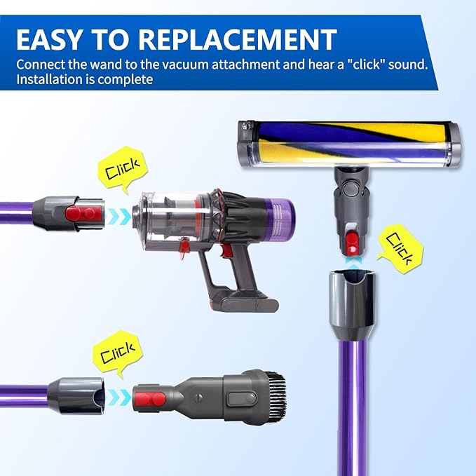 Quick Release Replacement Wand Compatible with Dyson V9, Digital Slim,V12 Detect Slim+,V12 Detect Slim Absolute Vacuum Cleaner, Vacuum Attachment Extension Parts for Home Cleaning 29inch (Purple)