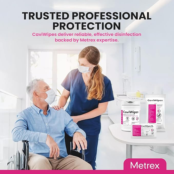 Metrex CaviWipes Disinfecting Towelettes – Durable Non-Woven Disinfecting Wipes for Hard, Non-Porous Surfaces in Healthcare & Laboratory Settings, Pre-Saturated with CaviCide – 160 Wipes (Pack of 12)
