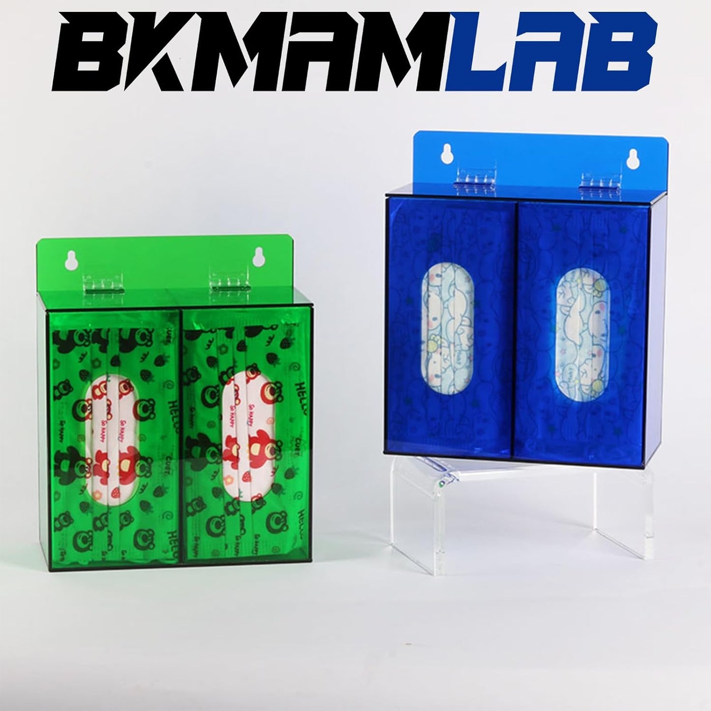 Wall Mounted Glove Dispenser, Hairnet Shoe Cover Dispenser,Acrylic Glove Box Holder, Green (for 2 Boxes)