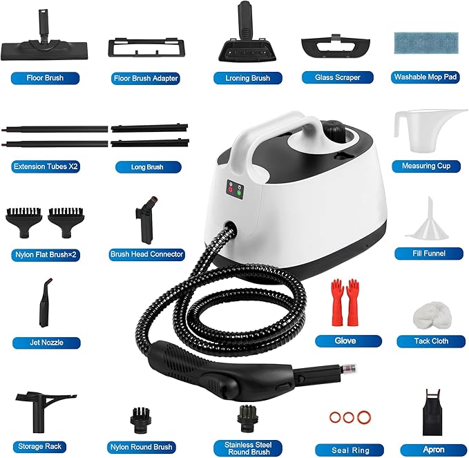 Steam Cleaner with 25 Accessories for Home, Heavy Duty Powerful Multipurpose Steamer for Cleaning, Household Neat Steam Cleaner for Multi-Surface Floors,Car,Grout,Tile, Grout and Car Cleaning