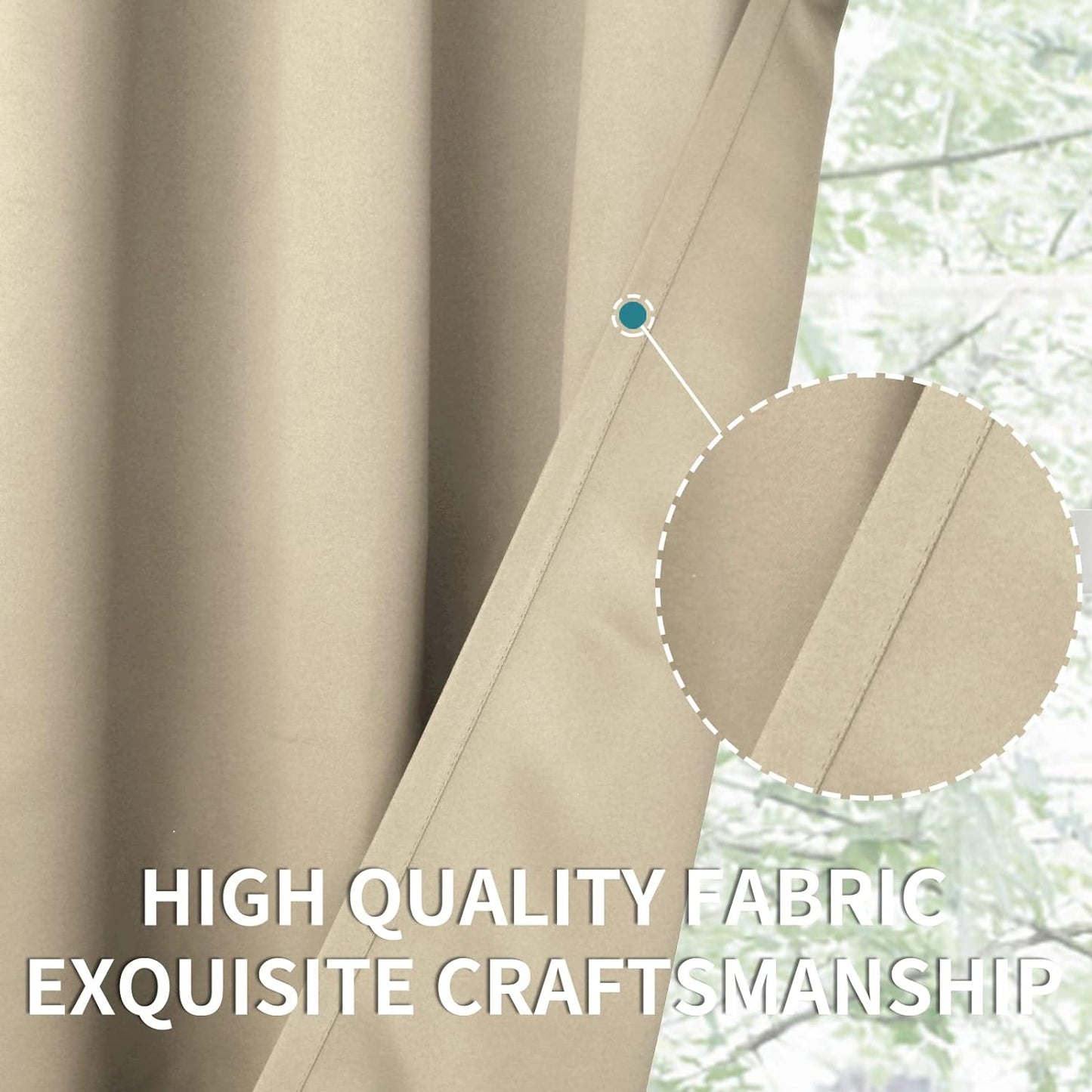 BGment Beige Blackout Curtains 36 Inches Length for Kitchen Cafe Window - Short Thermal Insulated Drapes Darkening Privacy with Rod Pocket for RV Bathroom Small Window, 2 Panels, 42 x 36 Inch