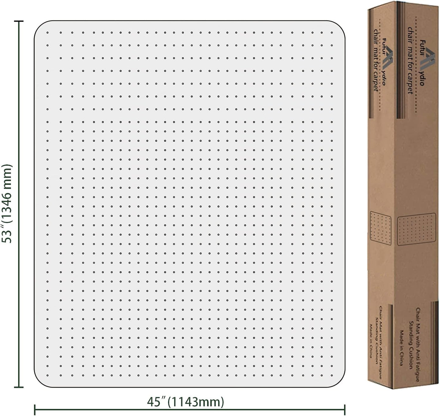FuturHydro Desk Chair Mat for Flat to Low Pile Carpets, 45" x 53" Clear Office Home Floor Protector Mat, Transparent Mats for Office, Home and Gaming Floors (Rectangle)