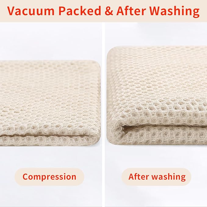 Homaxy 100% Cotton Waffle Weave Kitchen Towels, 3-Pack Ultra Soft Absorbent Dish Towels, Quick Drying Cleaning Towels, 13 x 28 Inches, Beige