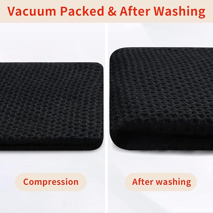 Homaxy 100% Cotton Waffle Weave Kitchen Dish Cloths, 4-Pack Ultra Soft Absorbent Dish Towels, Quick Drying Dish Rags, 12 x 12 Inches, Black