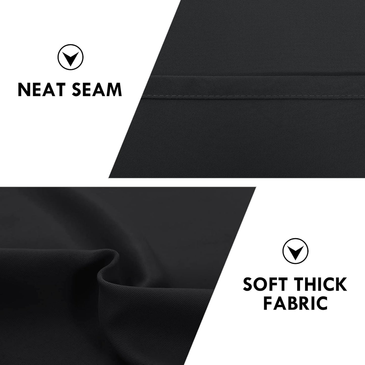 DWCN Blackout Curtains for Bedroom – Thermal Insulated Room Darkening Drapes for Living Room, Black, W 42 x L 84 Inch, Set of 2 Rod Pocket Curtain Panels