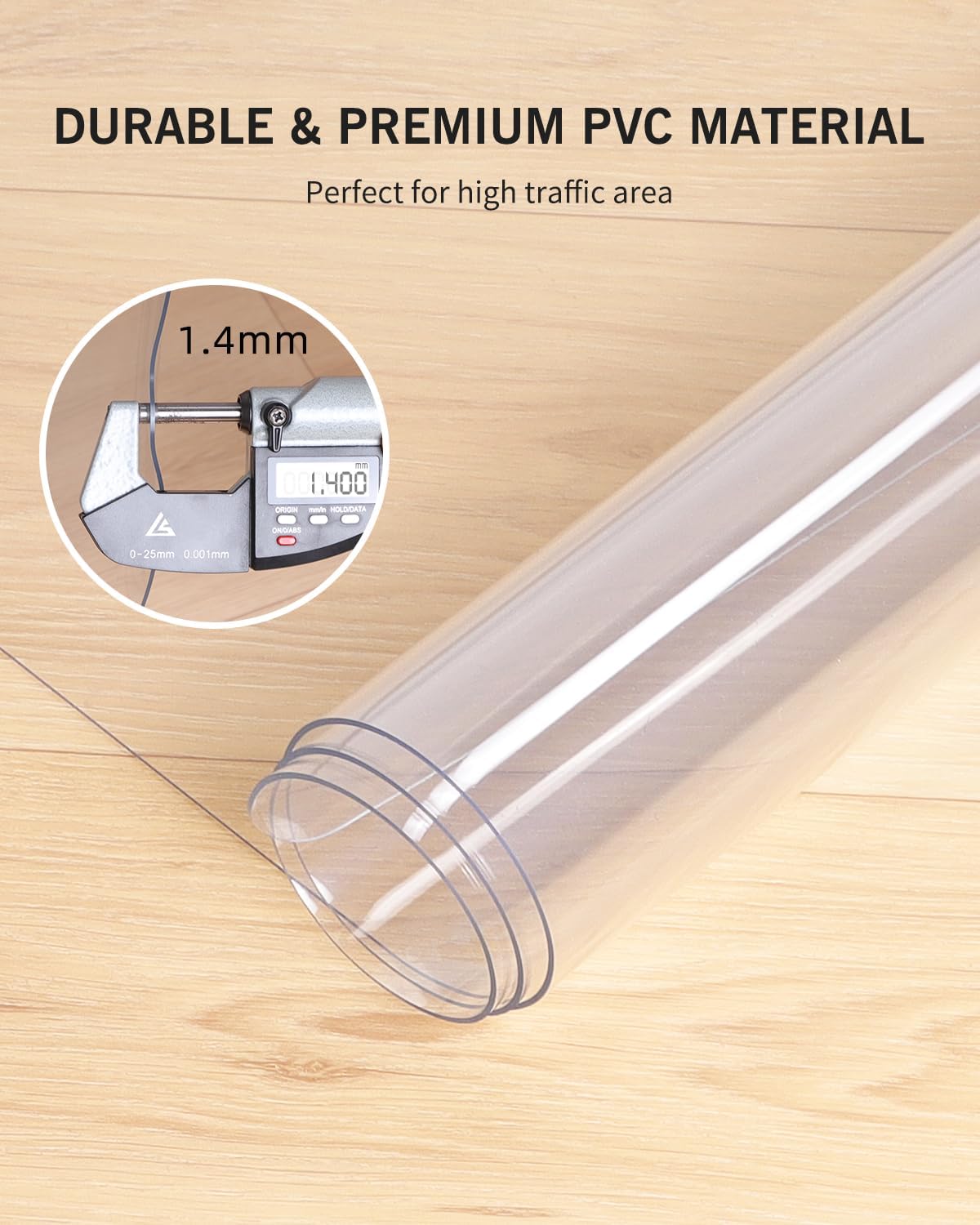 Area Mat for Hard Floor, 3'×5' Transparent PVC Area Rug for Home, Waterproof Durable Floor Protector for Dining Room, Large Anti-scratch Floor Mats for Laundry Room, Baby Play, Kitchen, Pet Litter Mat