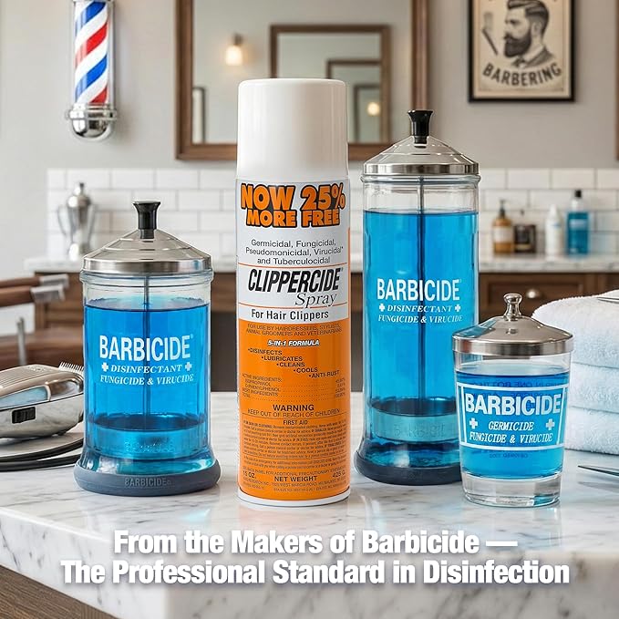 CLIPPERCIDE 5-in-1 Clipper Disinfectant Spray 15oz, 1 Pack | Cleans, Lubricates, Cools, Prevents Rust & Disinfects | Professional Clipper Spray for Barbers, Stylists & Pet Groomers | Made by Barbicide
