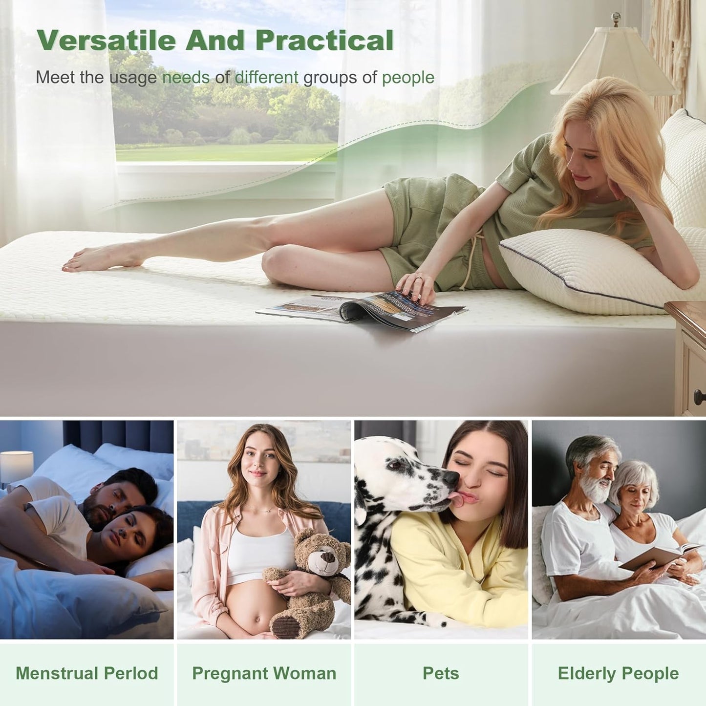 Waterproof Mattress Protector, Twin XL Size Mattress Pad Fitted 6-15" Deep Pocket, 3D Air Fabric Breathable Bed Mattress Cover Noiseless Washable for College Dorm