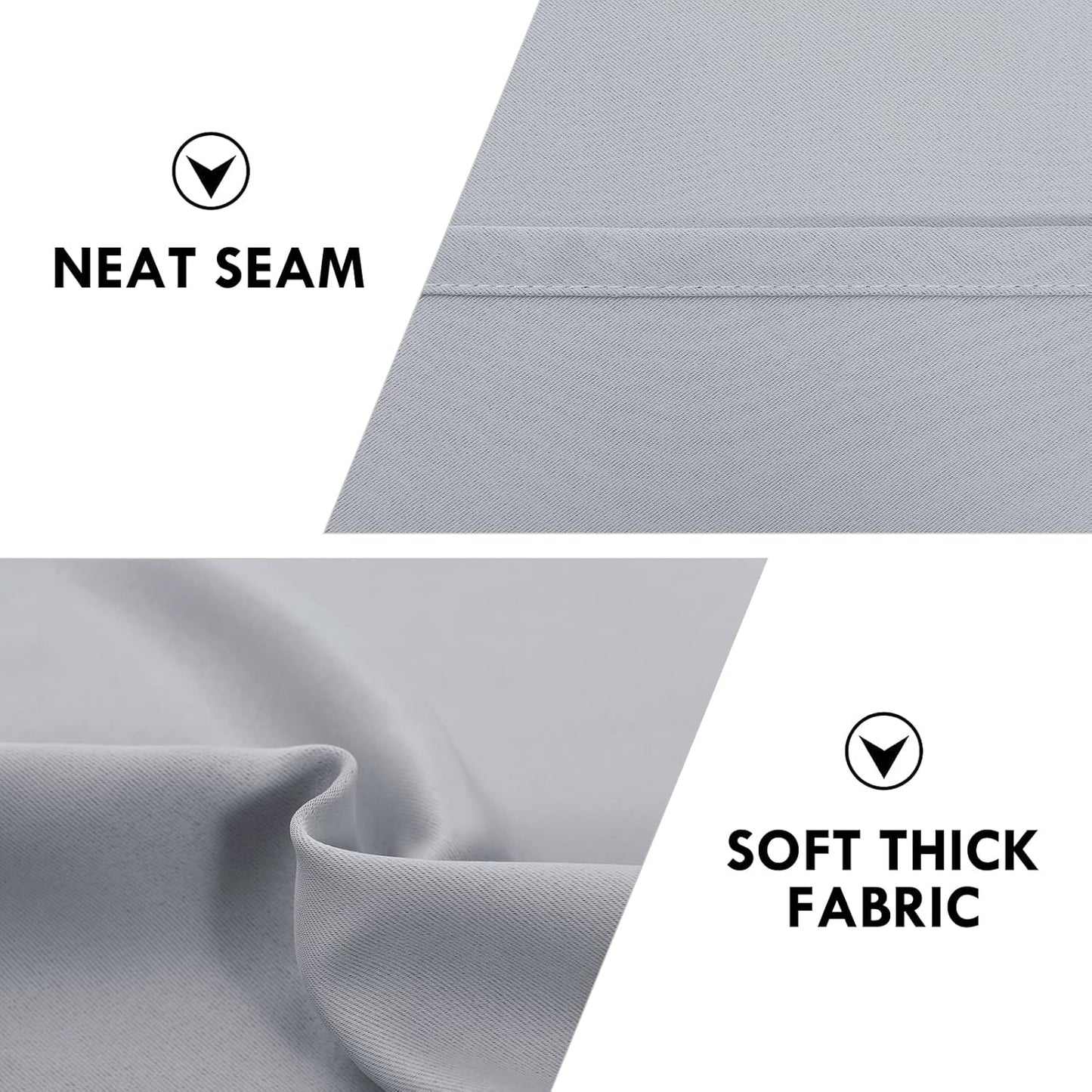 DWCN Blackout Curtains Room Darkening Thermal Insulated Bedroom Curtains Window Curtain Panels, 38 x 84 inches Long, Set of 2 Silver Grey Rod Pocket Drapes