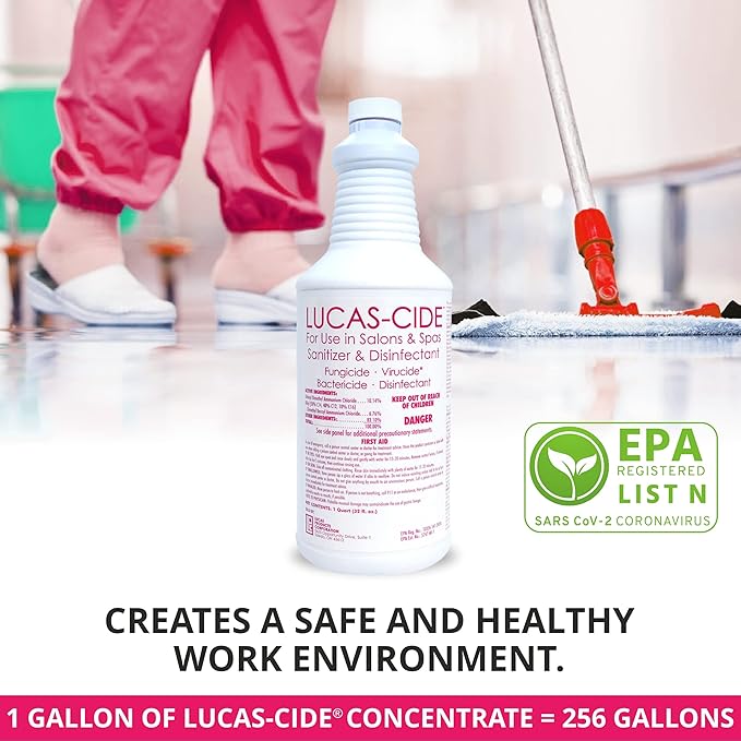 LUCAS-CIDE Salon and Spa Disinfectant, Hospital Grade, Pink, 32 Fl Oz