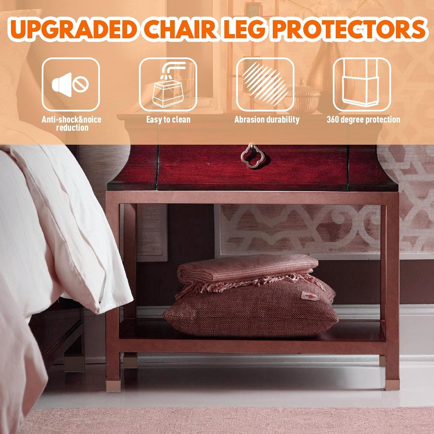 Rectangle Chair Leg Protectors for Hardwood Floors,16 PCS Silicone Covers to Protect Wood Tile Floors Felt Pads Furniture Leg Caps Reduce Noise. Easy to Move.(Brown,2 x 4 cm,Rectangle)