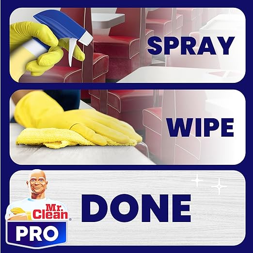 Mr. Clean PRO All Surface Cleaner, Commercial Grime Removal, Refillable Spray Bottles Bulk, 32 oz (Case of 6)